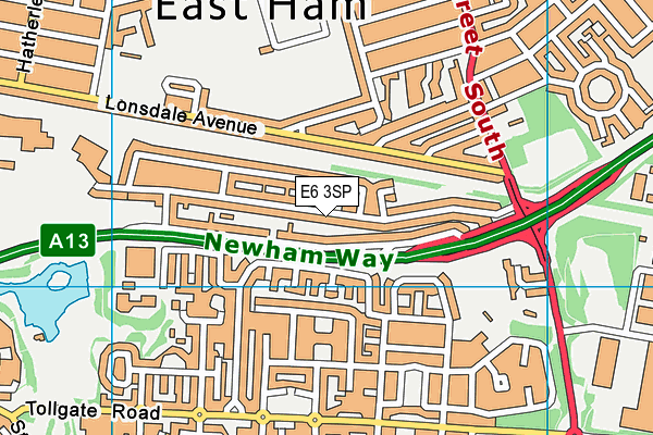 E6 3SP map - OS VectorMap District (Ordnance Survey)