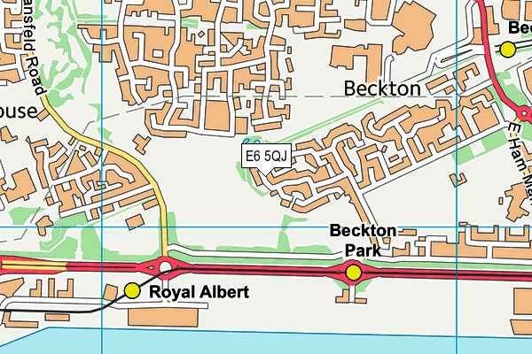 Beckton District Park South map (E6 5QJ) - OS VectorMap District (Ordnance Survey)