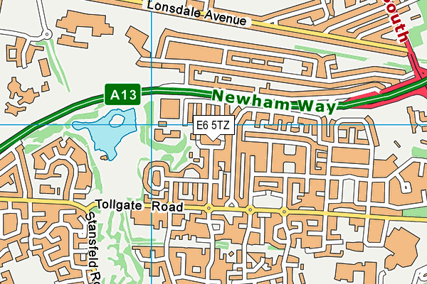 E6 5TZ map - OS VectorMap District (Ordnance Survey)