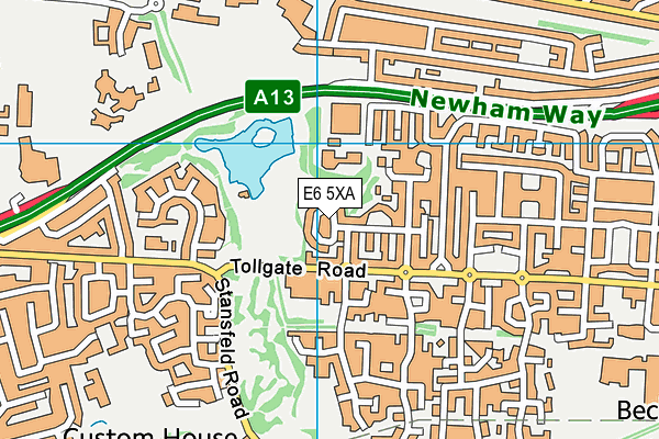 Beckton District Park North map (E6 5XA) - OS VectorMap District (Ordnance Survey)
