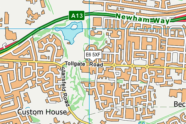 E6 5XF map - OS VectorMap District (Ordnance Survey)