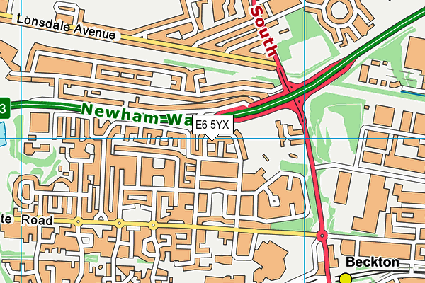 E6 5YX map - OS VectorMap District (Ordnance Survey)