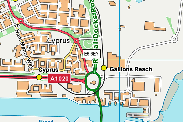 E6 6EY map - OS VectorMap District (Ordnance Survey)