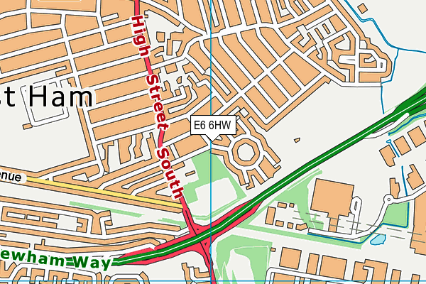 E6 6HW map - OS VectorMap District (Ordnance Survey)