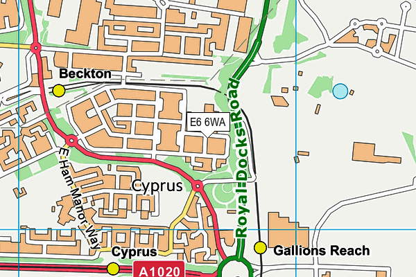 E6 6WA map - OS VectorMap District (Ordnance Survey)