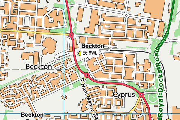 E6 6WL map - OS VectorMap District (Ordnance Survey)