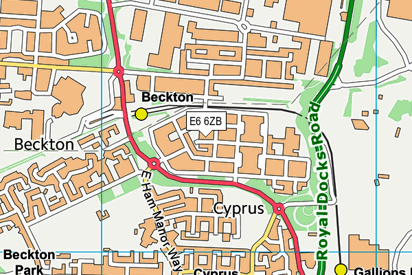 E6 6ZB map - OS VectorMap District (Ordnance Survey)