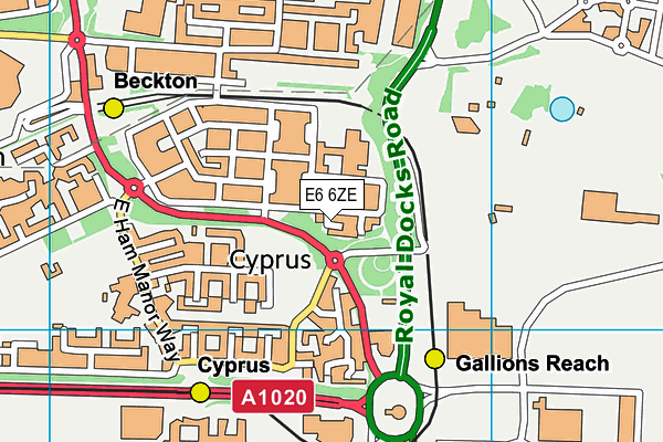 E6 6ZE map - OS VectorMap District (Ordnance Survey)