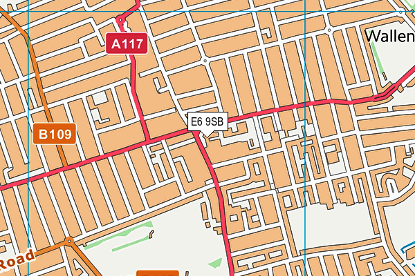 E6 9SB map - OS VectorMap District (Ordnance Survey)