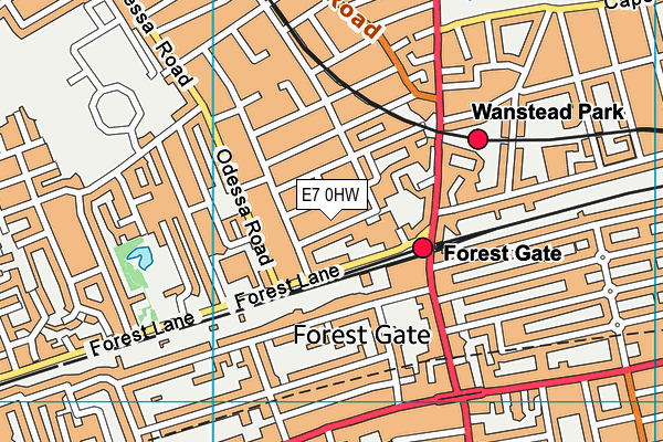 E7 0HW map - OS VectorMap District (Ordnance Survey)