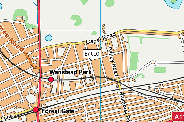 E7 0LG map - OS VectorMap District (Ordnance Survey)