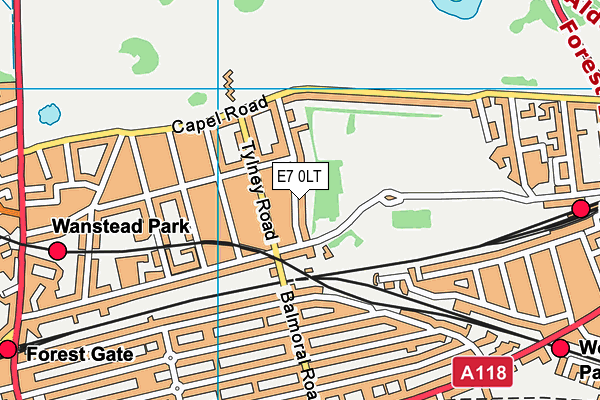 E7 0LT map - OS VectorMap District (Ordnance Survey)