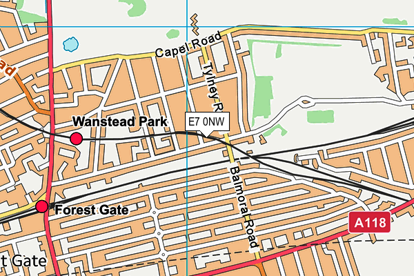 E7 0NW map - OS VectorMap District (Ordnance Survey)
