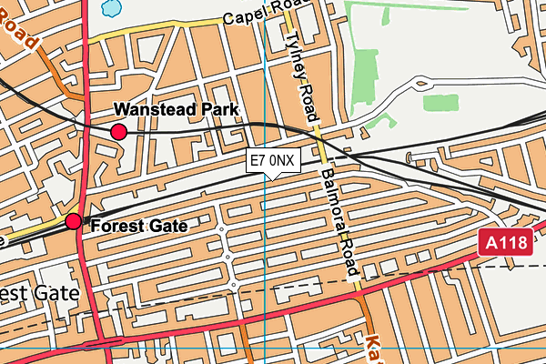 E7 0NX map - OS VectorMap District (Ordnance Survey)