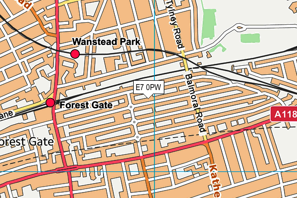 E7 0PW map - OS VectorMap District (Ordnance Survey)