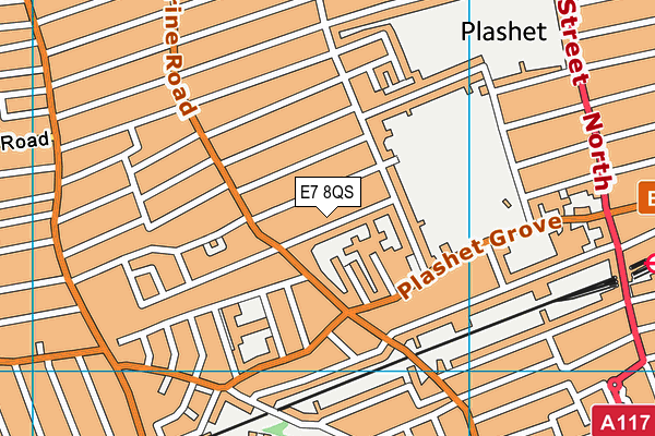 E7 8QS map - OS VectorMap District (Ordnance Survey)