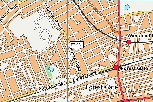 E7 9BJ map - OS VectorMap District (Ordnance Survey)