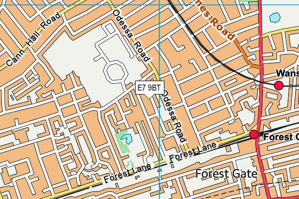 E7 9BT map - OS VectorMap District (Ordnance Survey)