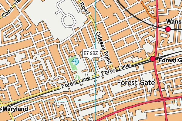 E7 9BZ map - OS VectorMap District (Ordnance Survey)