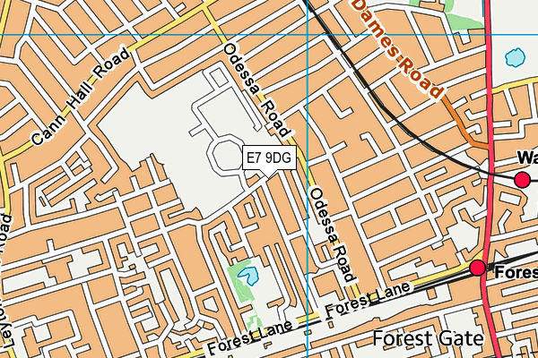 E7 9DG map - OS VectorMap District (Ordnance Survey)