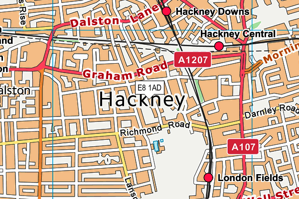 E8 1AD map - OS VectorMap District (Ordnance Survey)