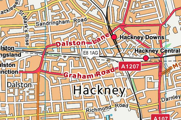 E8 1AG map - OS VectorMap District (Ordnance Survey)