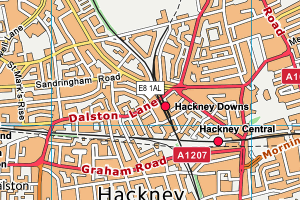 E8 1AL map - OS VectorMap District (Ordnance Survey)