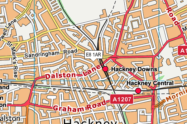 E8 1AR map - OS VectorMap District (Ordnance Survey)