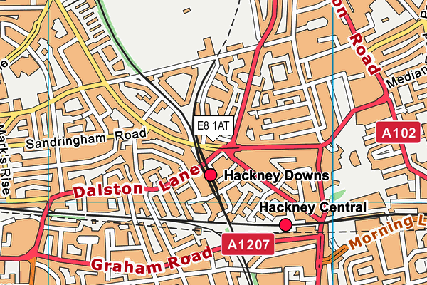 E8 1AT map - OS VectorMap District (Ordnance Survey)