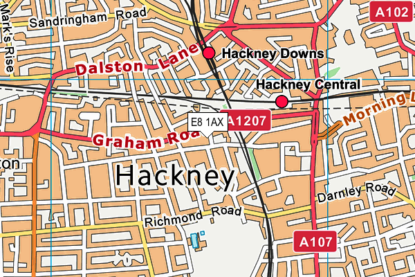 E8 1AX map - OS VectorMap District (Ordnance Survey)