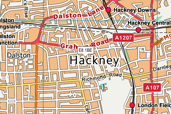 E8 1BE map - OS VectorMap District (Ordnance Survey)