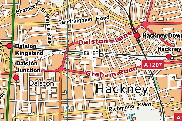 E8 1BF map - OS VectorMap District (Ordnance Survey)