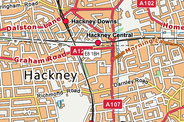 E8 1BH map - OS VectorMap District (Ordnance Survey)