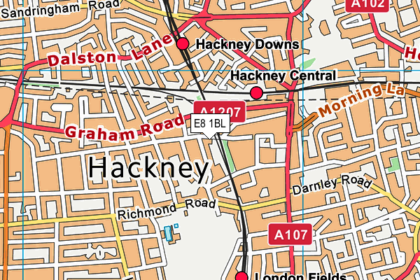 E8 1BL map - OS VectorMap District (Ordnance Survey)