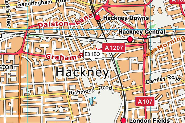 E8 1BQ map - OS VectorMap District (Ordnance Survey)