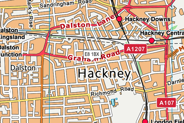 E8 1BX map - OS VectorMap District (Ordnance Survey)