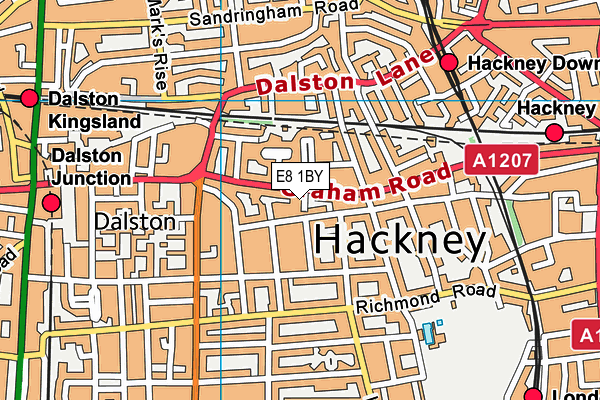 E8 1BY map - OS VectorMap District (Ordnance Survey)