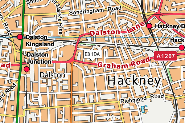 E8 1DA map - OS VectorMap District (Ordnance Survey)