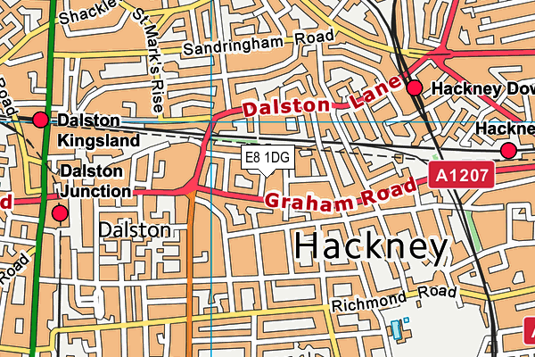 E8 1DG map - OS VectorMap District (Ordnance Survey)