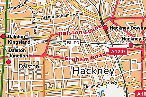 E8 1DQ map - OS VectorMap District (Ordnance Survey)