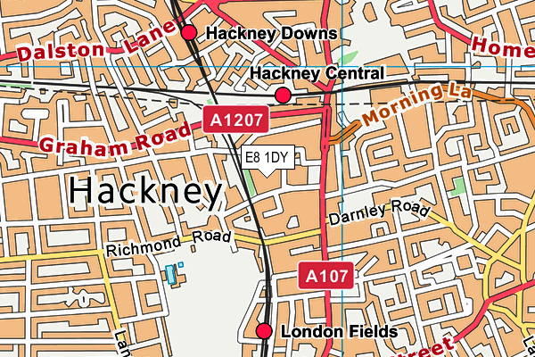 E8 1DY map - OS VectorMap District (Ordnance Survey)