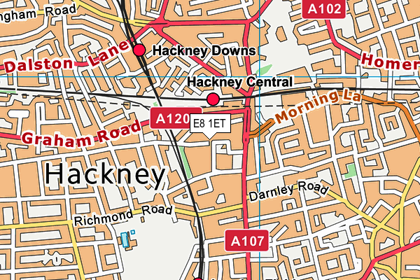 E8 1ET map - OS VectorMap District (Ordnance Survey)