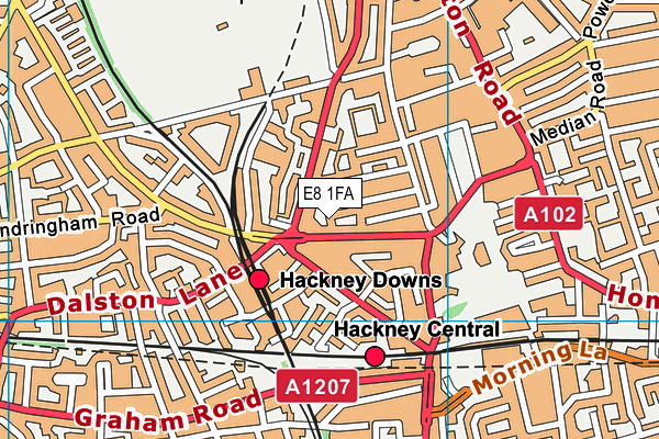 E8 1FA map - OS VectorMap District (Ordnance Survey)