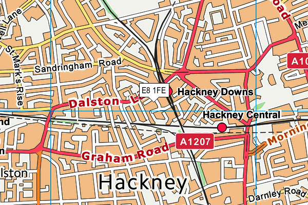 E8 1FE map - OS VectorMap District (Ordnance Survey)