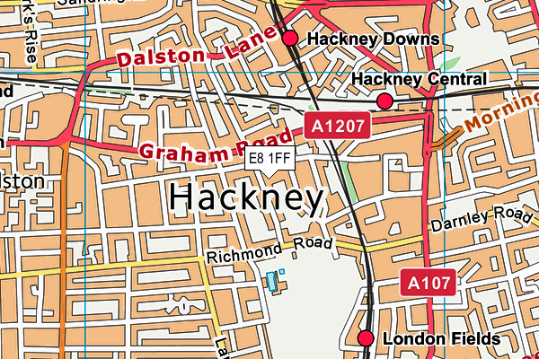 E8 1FF map - OS VectorMap District (Ordnance Survey)