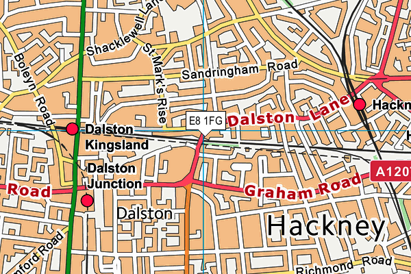 E8 1FG map - OS VectorMap District (Ordnance Survey)