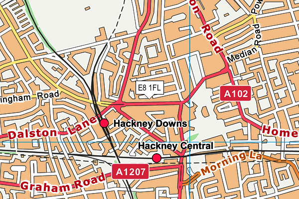 E8 1FL map - OS VectorMap District (Ordnance Survey)