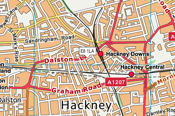 E8 1LA map - OS VectorMap District (Ordnance Survey)