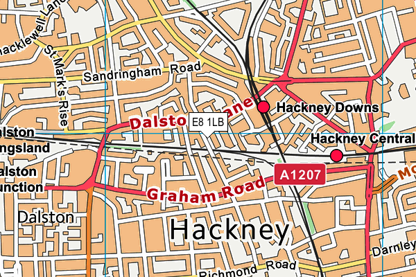 E8 1LB map - OS VectorMap District (Ordnance Survey)