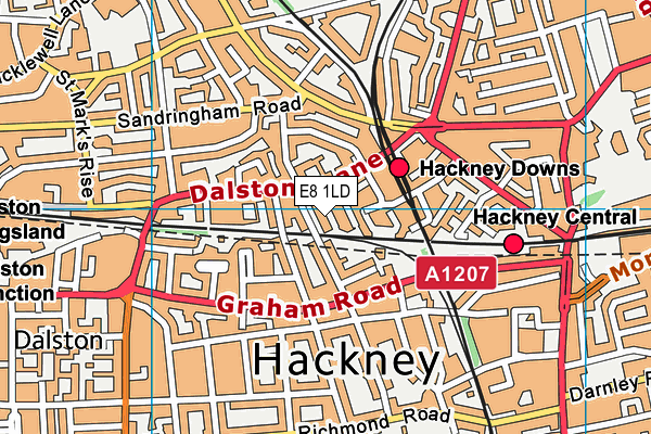 E8 1LD map - OS VectorMap District (Ordnance Survey)